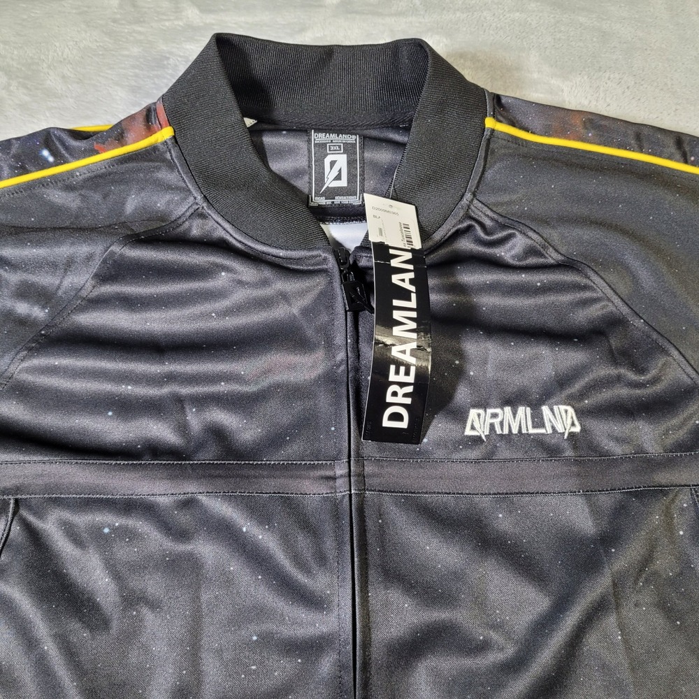 Dreamland Track Jacket Mens 3XL Black Galaxy Print Yellow DRMLND Streetwear - Picture 2 of 16
